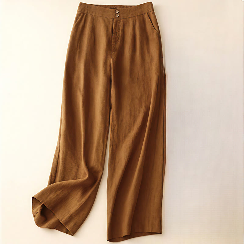 Summer Casual Simple Zipper Design Women's Wide Leg Pants With Pockets