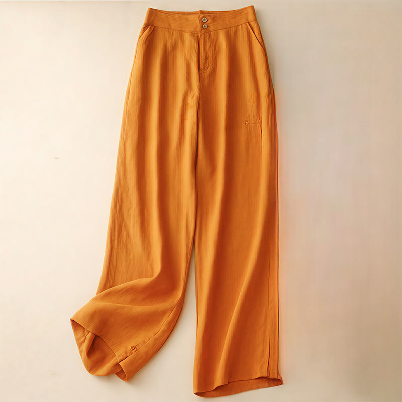 Summer Casual Simple Zipper Design Women's Wide Leg Pants With Pockets