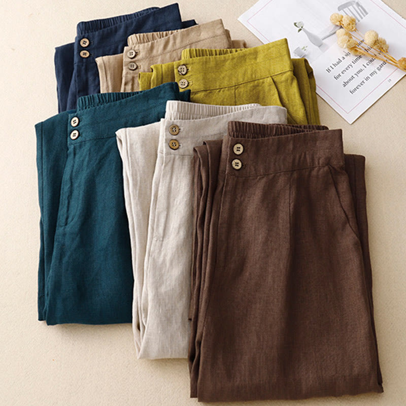Summer Casual Simple Zipper Design Women's Wide Leg Pants With Pockets