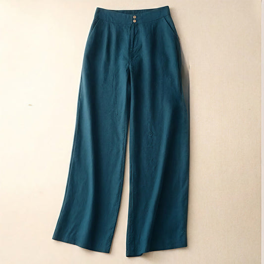 Summer Casual Simple Zipper Design Women's Wide Leg Pants With Pockets