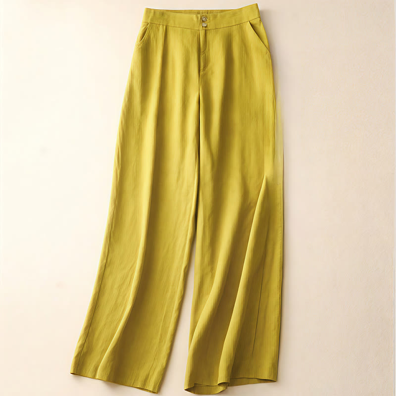 Summer Casual Simple Zipper Design Women's Wide Leg Pants With Pockets