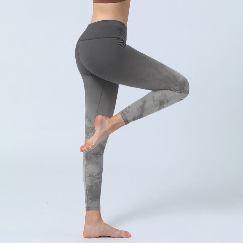 Gradient Floral Print Exercise Leggings Women's Yoga Pants