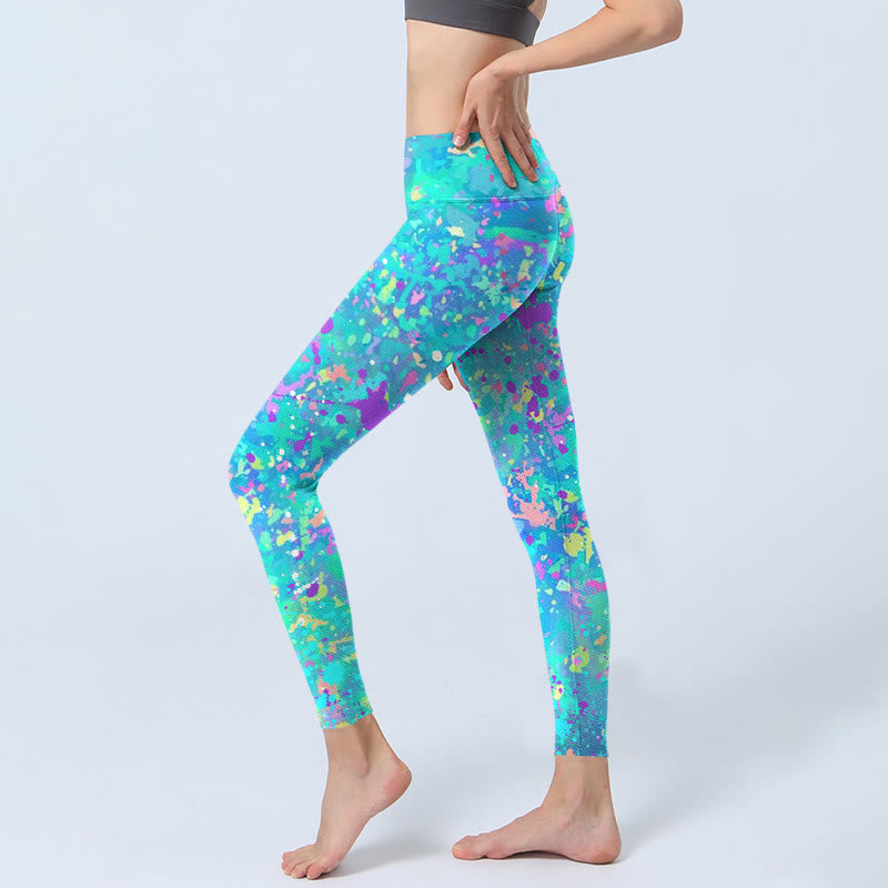 Splash Ink Print Exercise Leggings Women's Yoga Pants