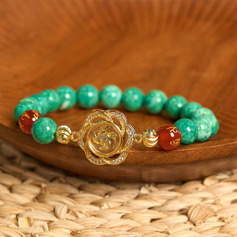 Natural Jade Om Mani Padme Hum Cyclone Charm Prosperity Bracelet