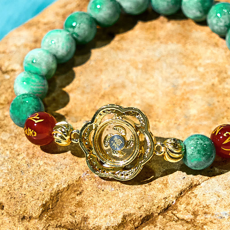 Natural Jade Om Mani Padme Hum Cyclone Charm Prosperity Bracelet