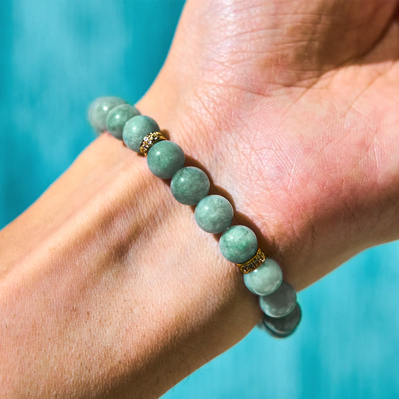 Natural Green Jade Om Mani Padme Hum Cyclone Charm Luck Bracelet