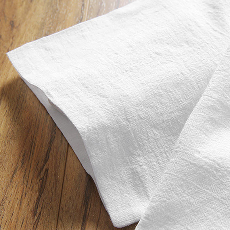 Casual 2Pcs Plain Sleeve T-Shirt Shorts With Pockets Men's Meditation Cloth Set