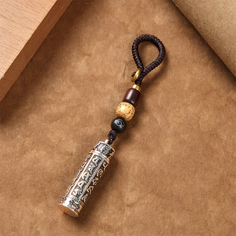 Tibetan Om Mani Padme Hum Shurangama Mantra Vajra Pattern Copper Purity Key Chain