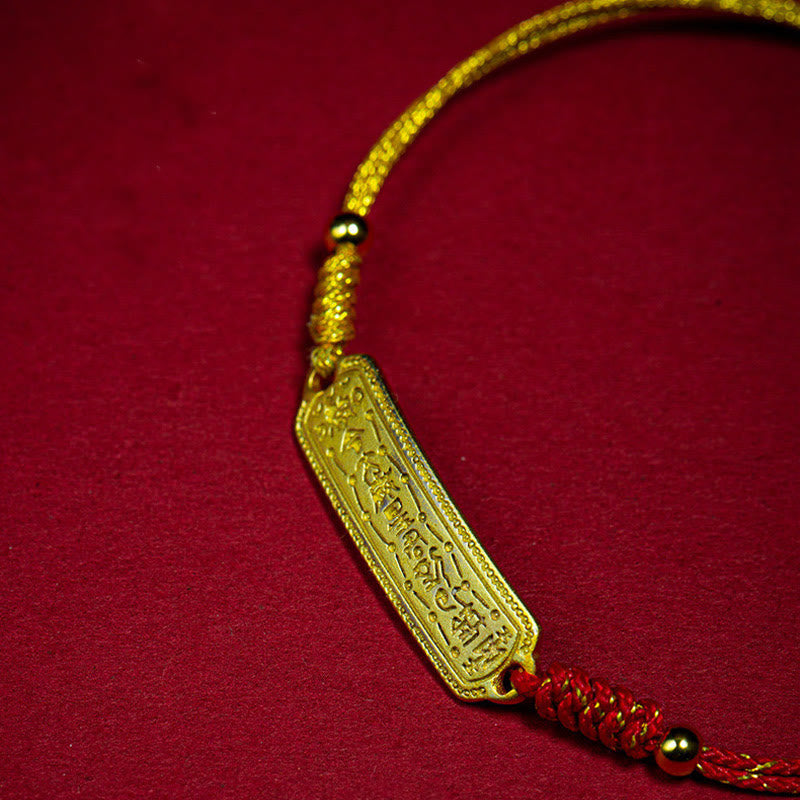 14K Gold-plated Copper Amulet Protection Red Golden Rope Bracelet