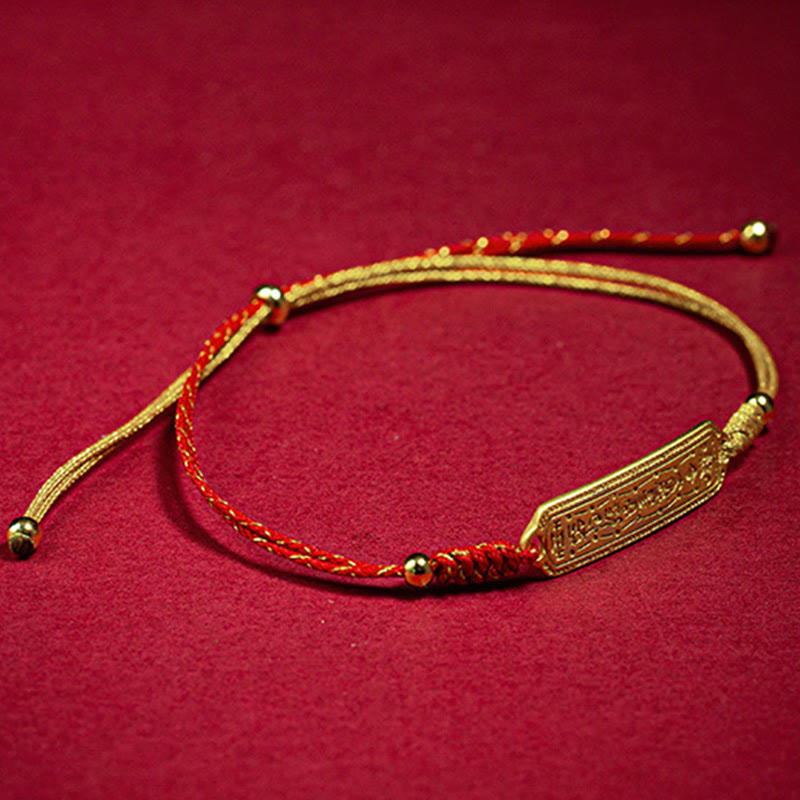 14K Gold-plated Copper Amulet Protection Red Golden Rope Bracelet