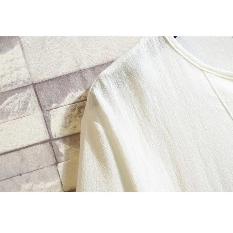 2Pcs Short Sleeve T-Shirt Drawstring Short Pants With Pockets Men's Cotton Linen Meditation Cloth Set