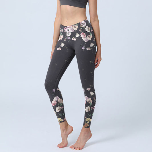 Pansy Flower Pattern Print Gym Leggings Women's Yoga Pants