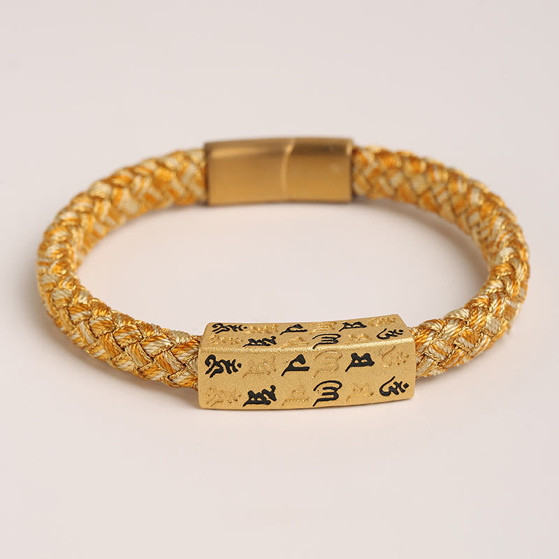 Tibetan Om Mani Padme Hum Various Colors Rope Gold Thread Diamond Knot Luck Buckle Bracelet
