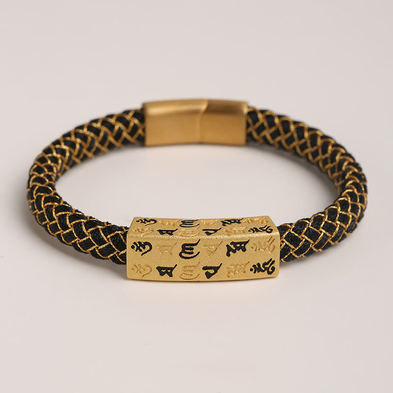 Tibetan Om Mani Padme Hum Various Colors Rope Gold Thread Diamond Knot Luck Buckle Bracelet