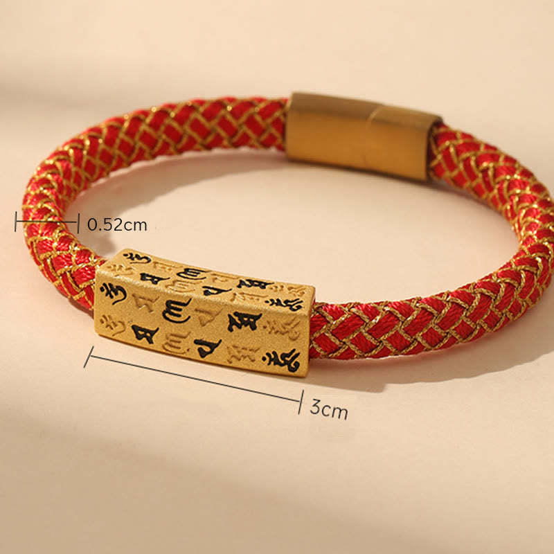 Tibetan Om Mani Padme Hum Various Colors Rope Gold Thread Diamond Knot Luck Buckle Bracelet