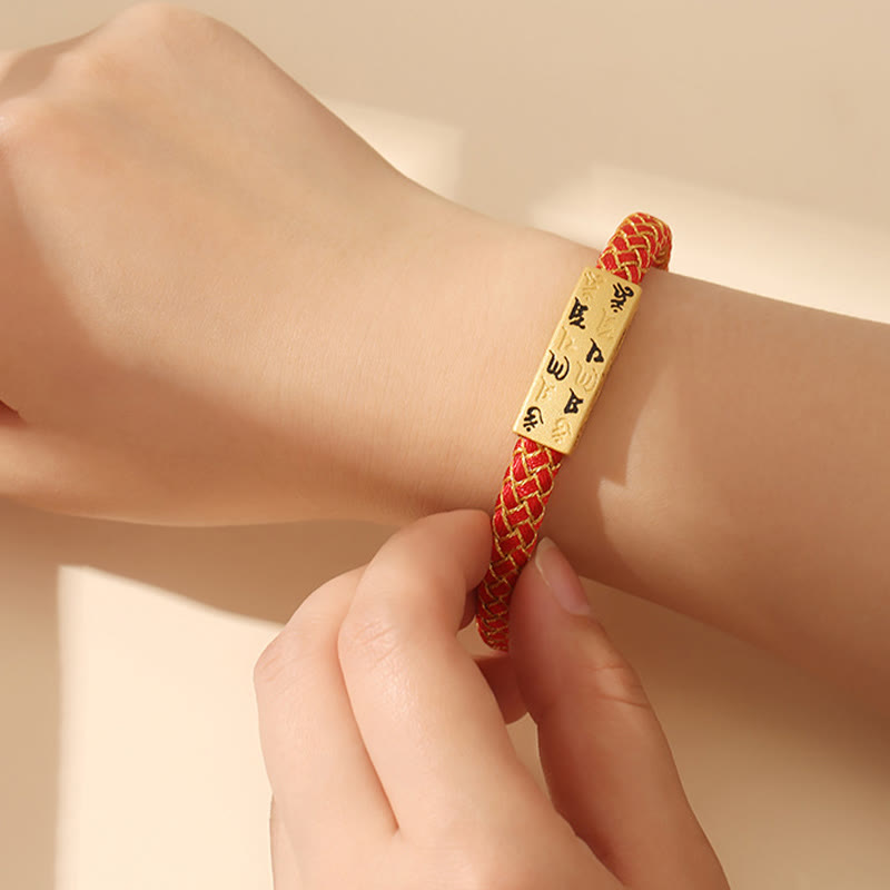 Tibetan Om Mani Padme Hum Various Colors Rope Gold Thread Diamond Knot Luck Buckle Bracelet