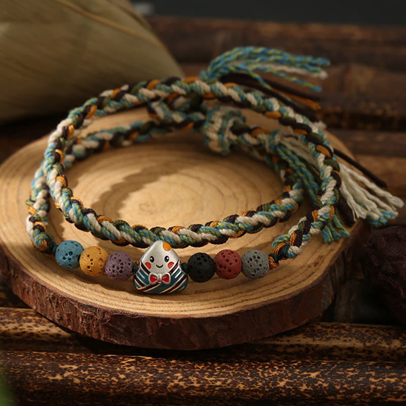 Dragon Boat Festival Colorful Rope Lava Rock Fu Character Rice Dumplings Luck Braided Bracelet