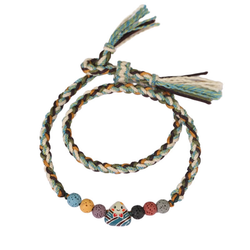 Dragon Boat Festival Colorful Rope Lava Rock Fu Character Rice Dumplings Luck Braided Bracelet