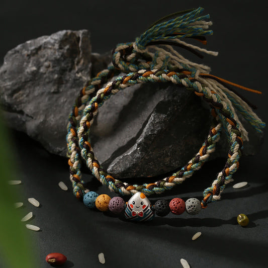 Dragon Boat Festival Colorful Rope Lava Rock Fu Character Rice Dumplings Luck Braided Bracelet