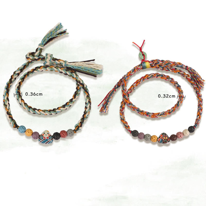 Dragon Boat Festival Colorful Rope Lava Rock Fu Character Rice Dumplings Luck Braided Bracelet