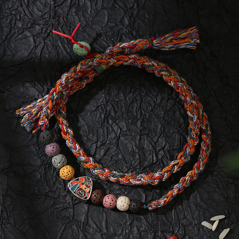 Dragon Boat Festival Colorful Rope Lava Rock Fu Character Rice Dumplings Luck Braided Bracelet