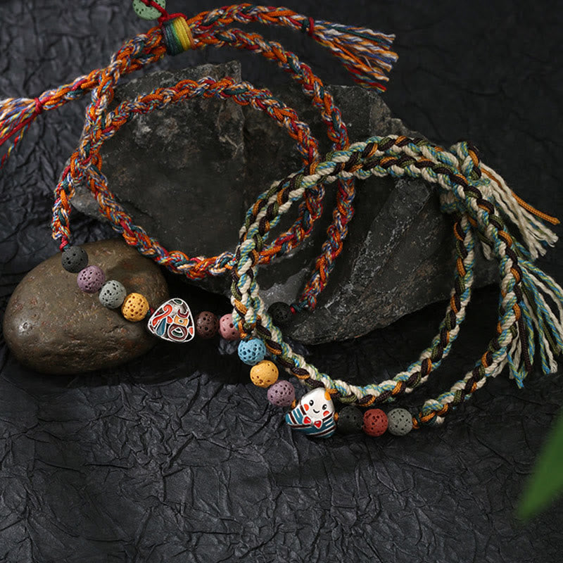 Dragon Boat Festival Colorful Rope Lava Rock Fu Character Rice Dumplings Luck Braided Bracelet