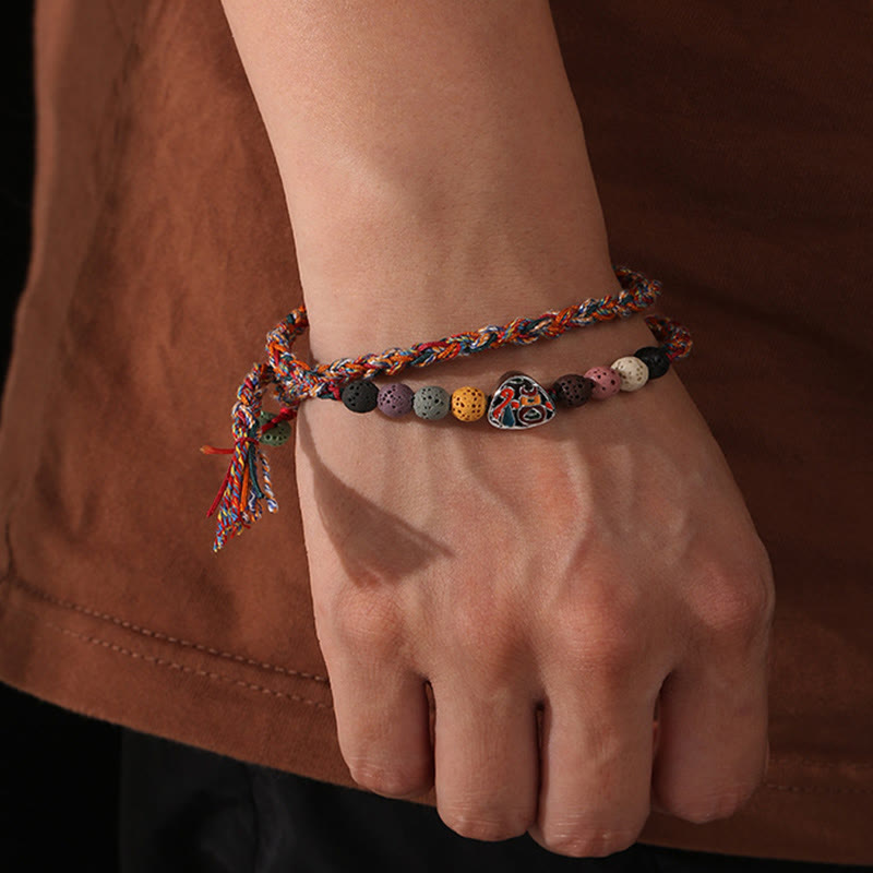 Dragon Boat Festival Colorful Rope Lava Rock Fu Character Rice Dumplings Luck Braided Bracelet