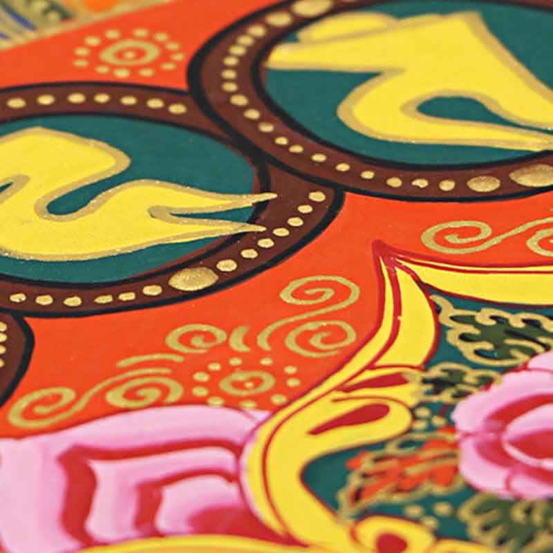 Tibetan Thangka Painting Om Mani Padme Hum Scripture Handmade Decoration(Random Style)