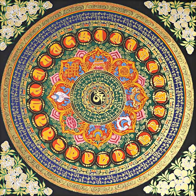 Tibetan Thangka Painting Om Mani Padme Hum Scripture Handmade Decoration(Random Style)