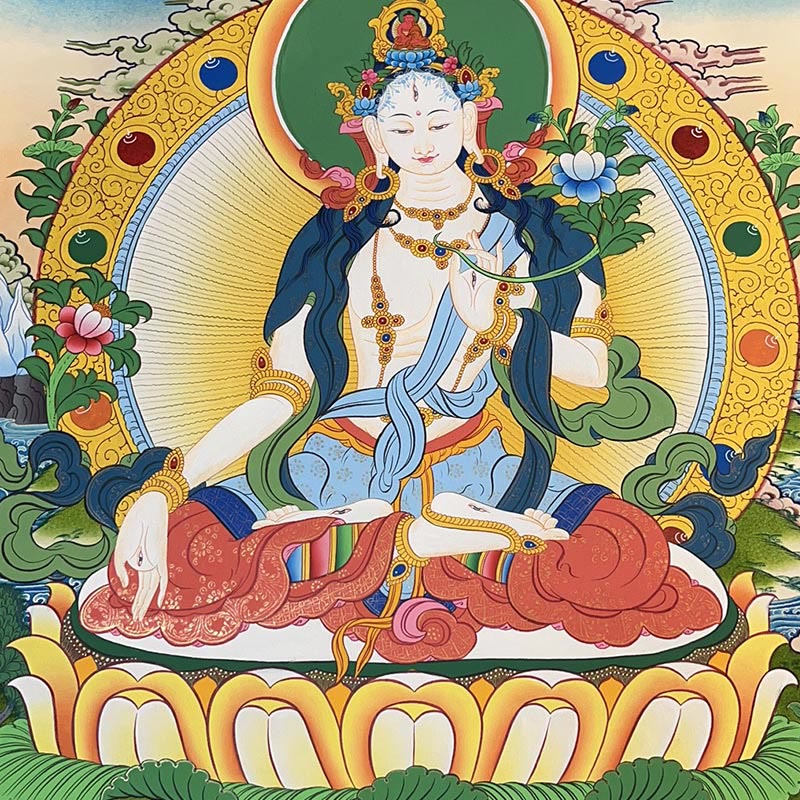 Tibetan Thangka Painting Yellow God of Wealth Green Tara Avalokitesvara Handmade Decoration Blind Box(Random Style)