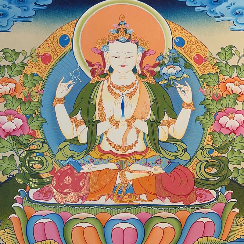 Tibetan Thangka Painting Yellow God of Wealth Green Tara Avalokitesvara Handmade Decoration Blind Box(Random Style)