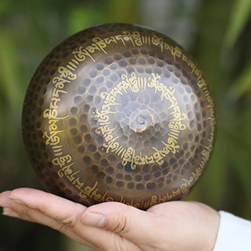 Handcrafted Singing Bowl Scripture Pattern for and Meditation Sound Bowl Set