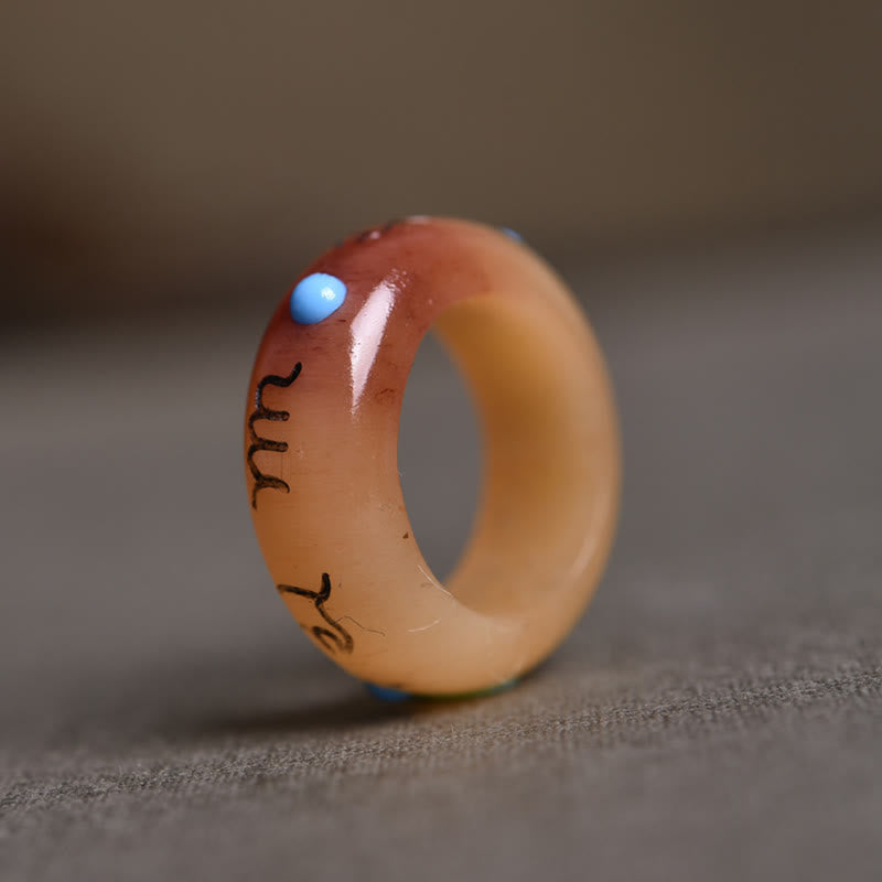 Camel Bone Om Mani Padme Hum Carving Protection Ring