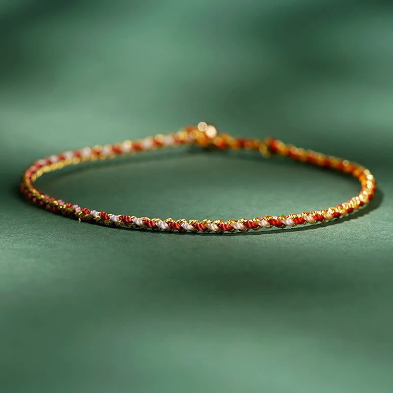 Colorful Rope Luck Coin Bead Abundance Extra Thin Braided Bracelet