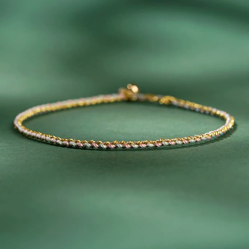 Colorful Rope Luck Coin Bead Abundance Extra Thin Braided Bracelet