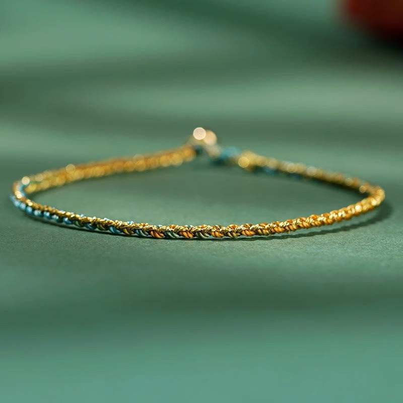 Colorful Rope Luck Coin Bead Abundance Extra Thin Braided Bracelet