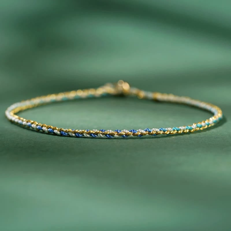 Colorful Rope Luck Coin Bead Abundance Extra Thin Braided Bracelet