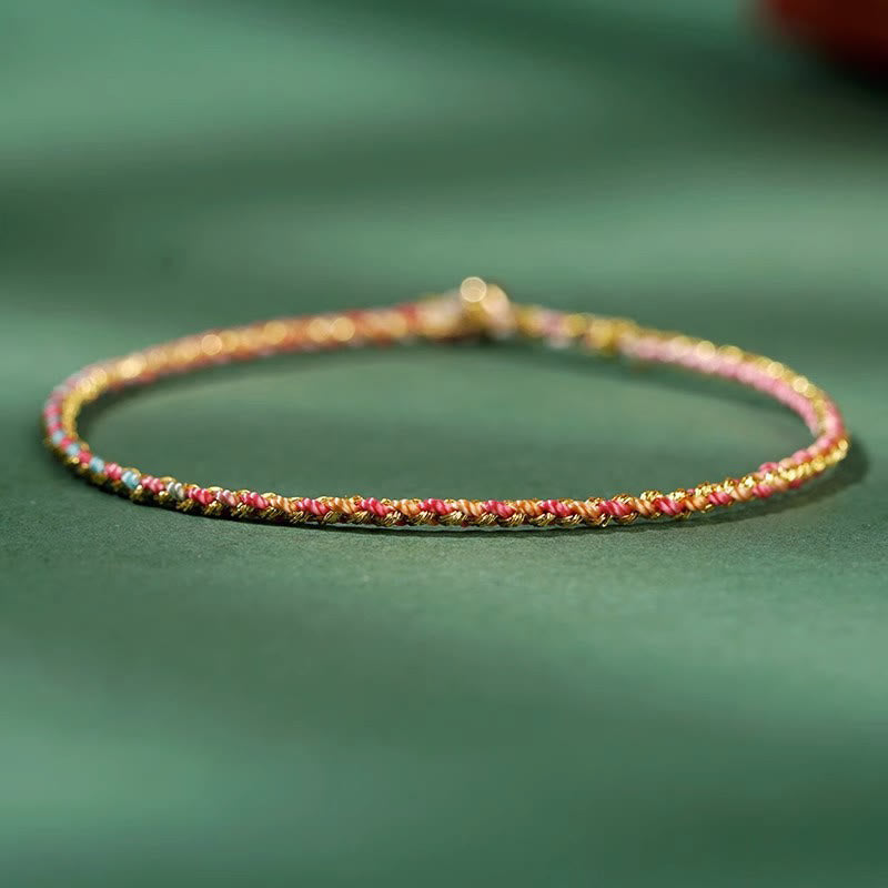 Colorful Rope Luck Coin Bead Abundance Extra Thin Braided Bracelet