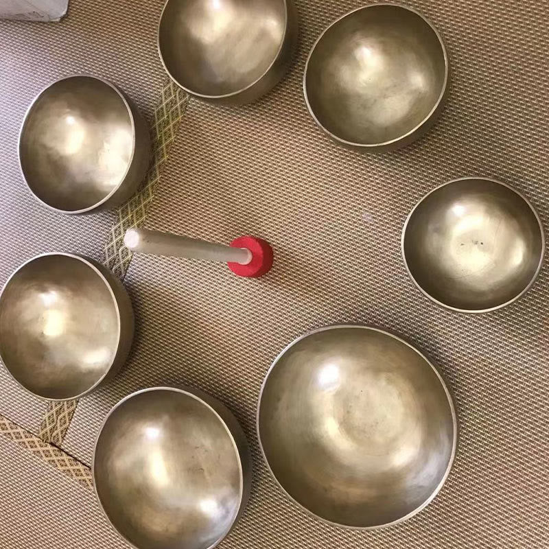 Handmade Nepal Golden Singing Bowl Simple Design for and Meditation Sound Bowl Set