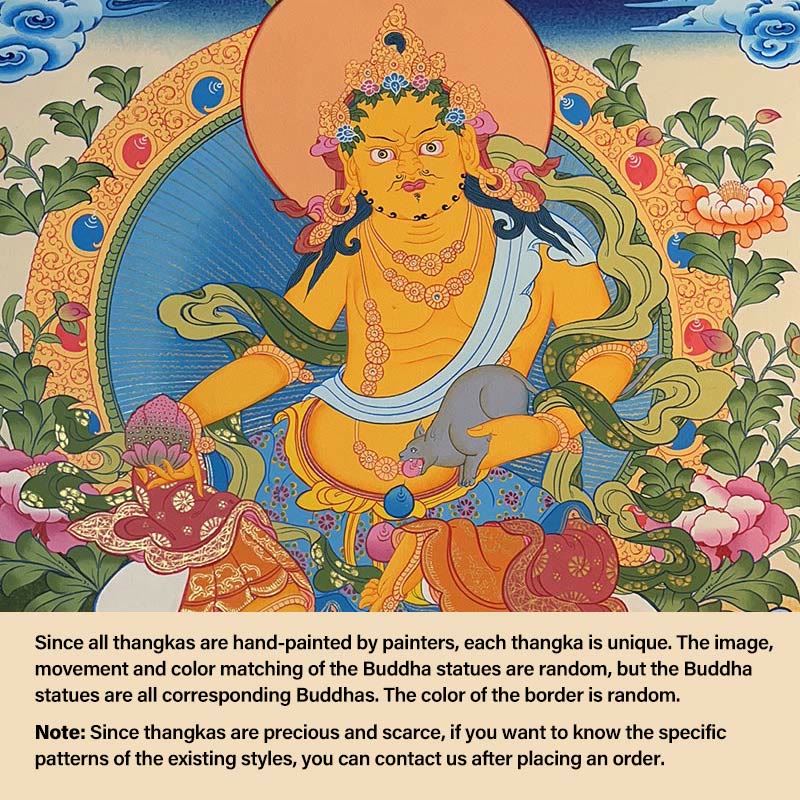 Tibetan Thangka Painting Yellow God of Wealth Green Tara Avalokitesvara Handmade Decoration Blind Box(Random Style)