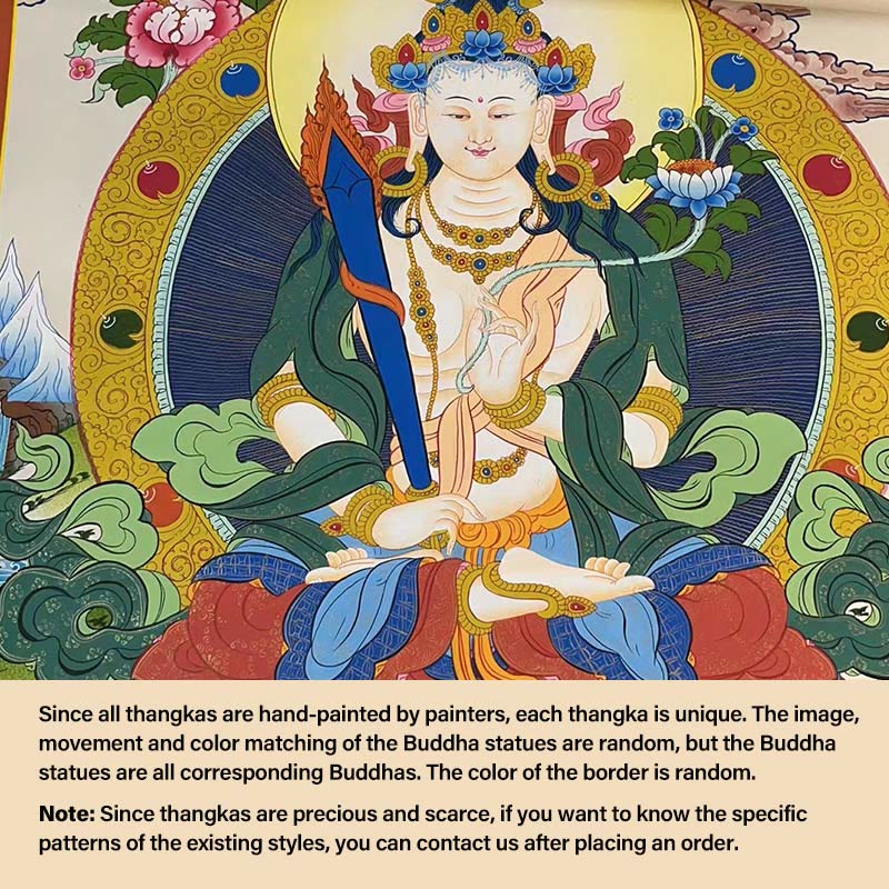 Tibetan Thangka Painting Yellow God of Wealth Green Tara Avalokitesvara Handmade Decoration Blind Box(Random Style)
