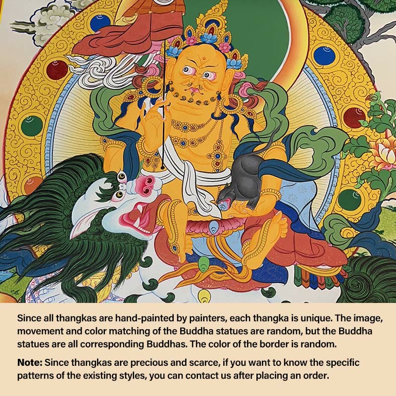 Tibetan Thangka Painting Yellow God of Wealth Green Tara Avalokitesvara Handmade Decoration Blind Box(Random Style)