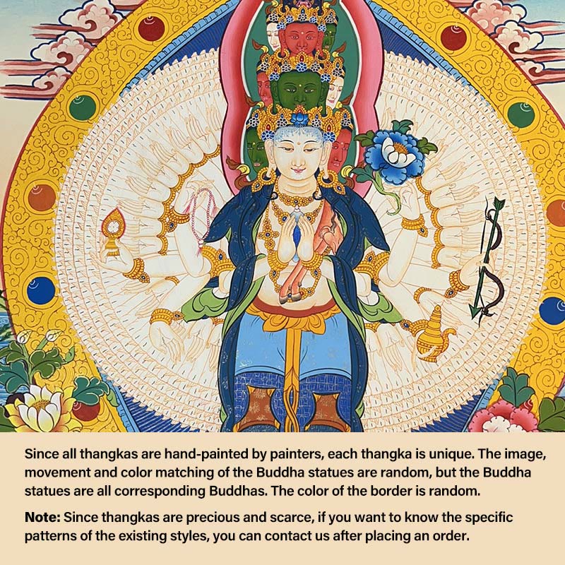 Tibetan Thangka Painting Yellow God of Wealth Green Tara Avalokitesvara Handmade Decoration Blind Box(Random Style)