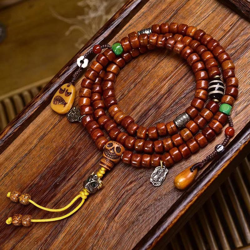 Tibet 108 Beads Bone Beads Dzi Bead Strength Mala
