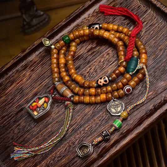 Tibetan 108 Beads Camel Bone Luck Tassel Mala
