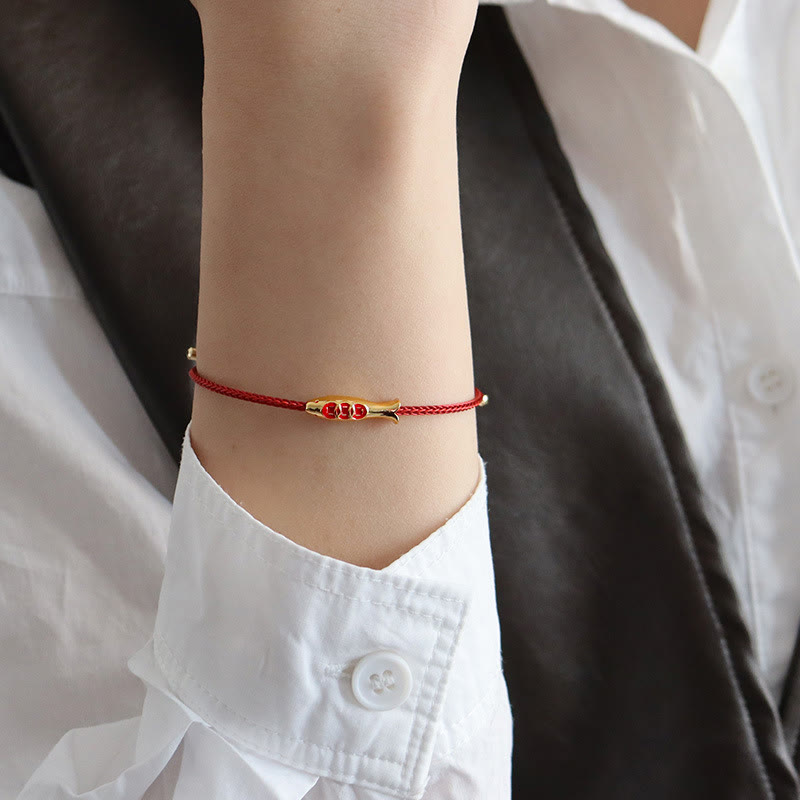 Brass Koi Fish Red String Wealth Bracelet