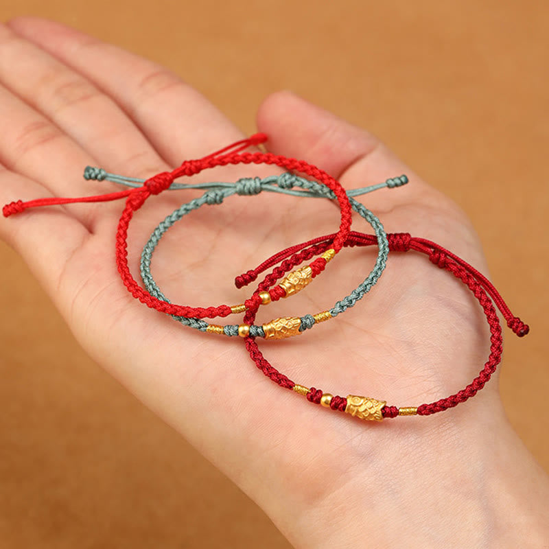 999 Gold Luck Protection Koi Fish Handmade Braided String Bracelet