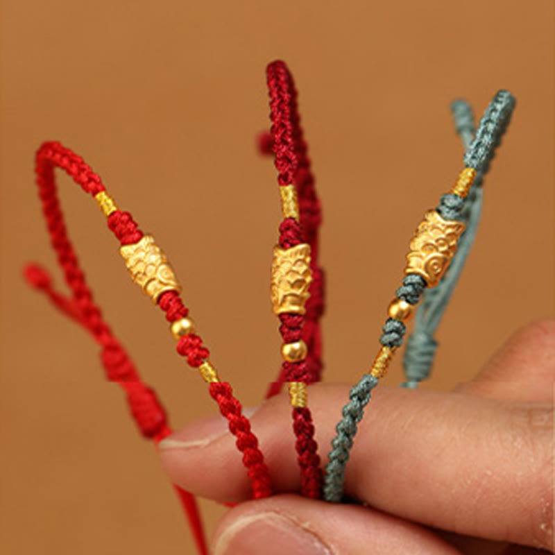 999 Gold Luck Protection Koi Fish Handmade Braided String Bracelet