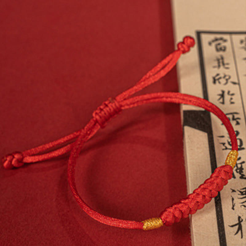 Handmade Braided Red String Happy Knot Flat Knot Colorful Rope Bracelet