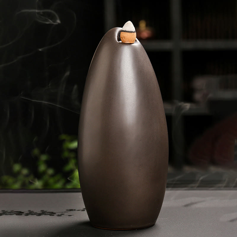 Stairs Mountains Water Buddha Hand Ceramic Backflow Smoke Fountain Meditation Incense Burner Decoration
